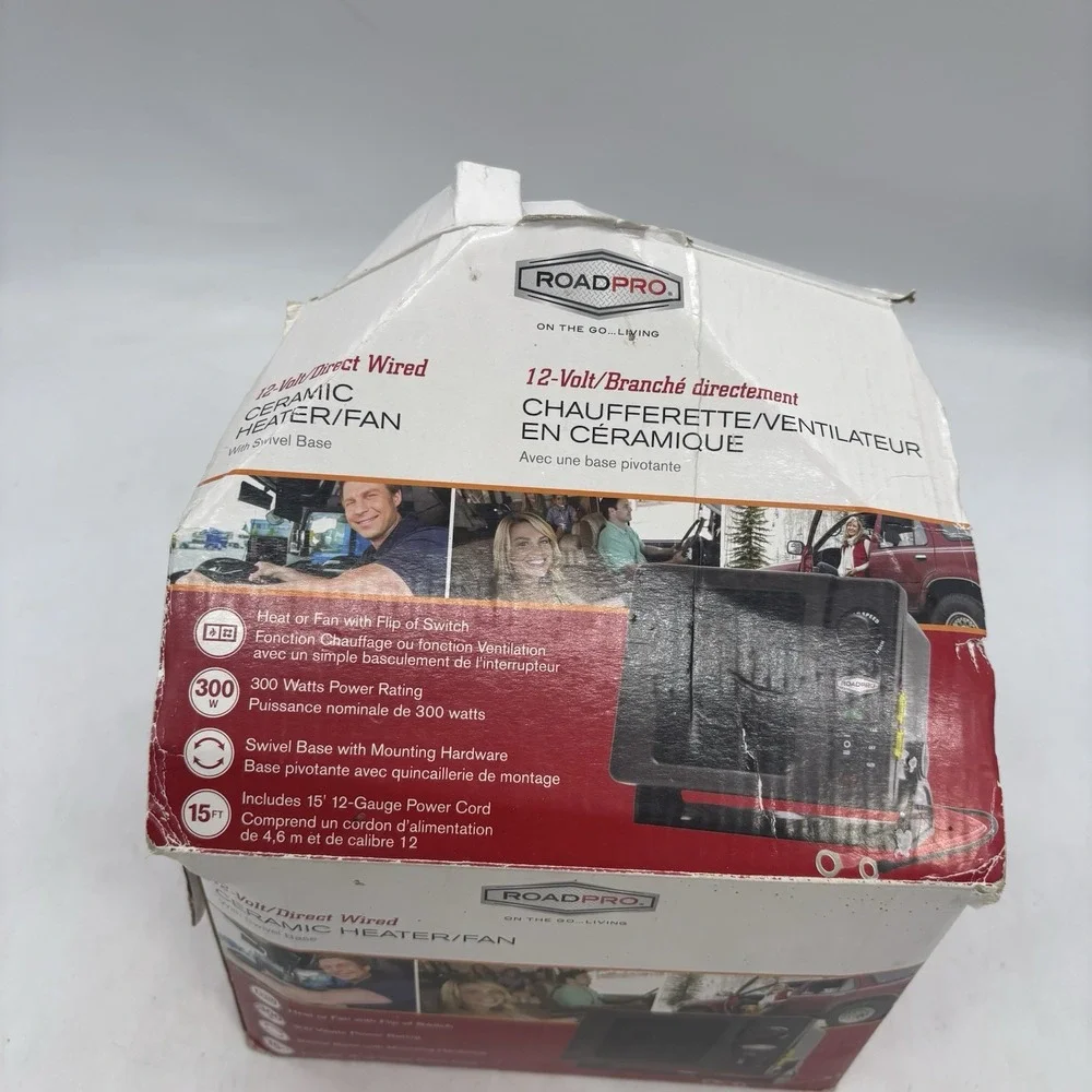 RoadPro 12-Volt Direct Hook-Up Ceramic Heater Fan w/ Swivel Base RPSL-681 Camp